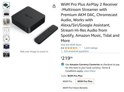 WiiM Pro Plus AirPlay 2 Receiver, Chromecast Audio, Multiroom
